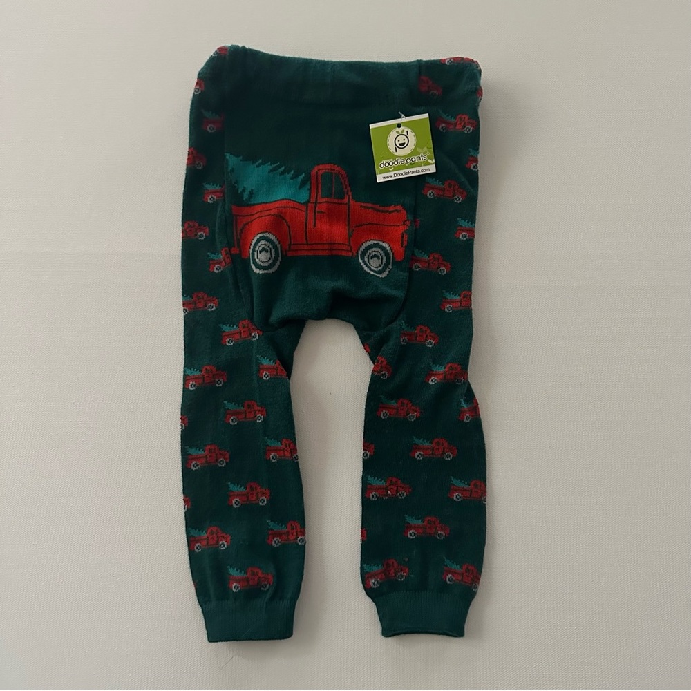 Doodle Pants Baby 3-12 Months Small Holiday Pants Green Red Christmas Tree Truck
